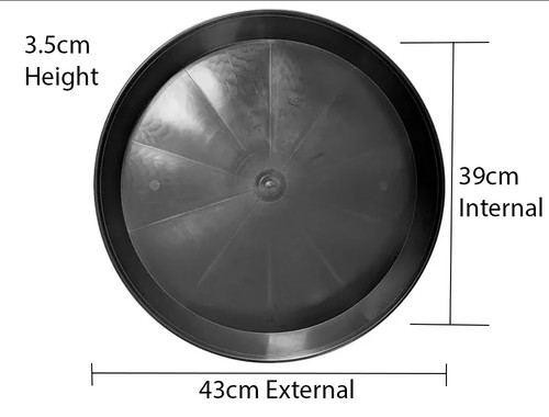 43cm black plant - black, saucer