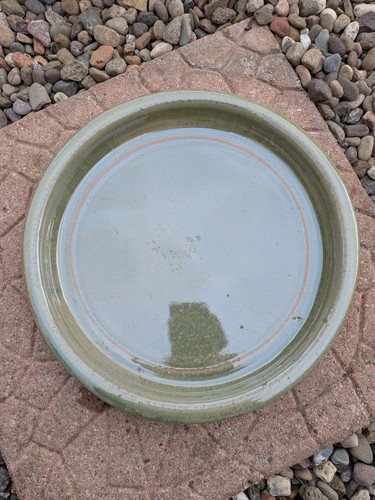 Green ceramic plant saucer - green,